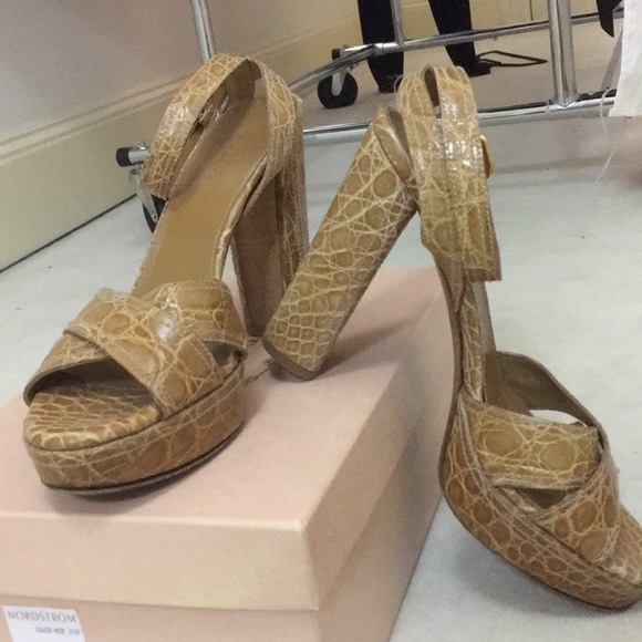 Prada Crocodile Ankle Wrap Platforms - Picture 3 of 6